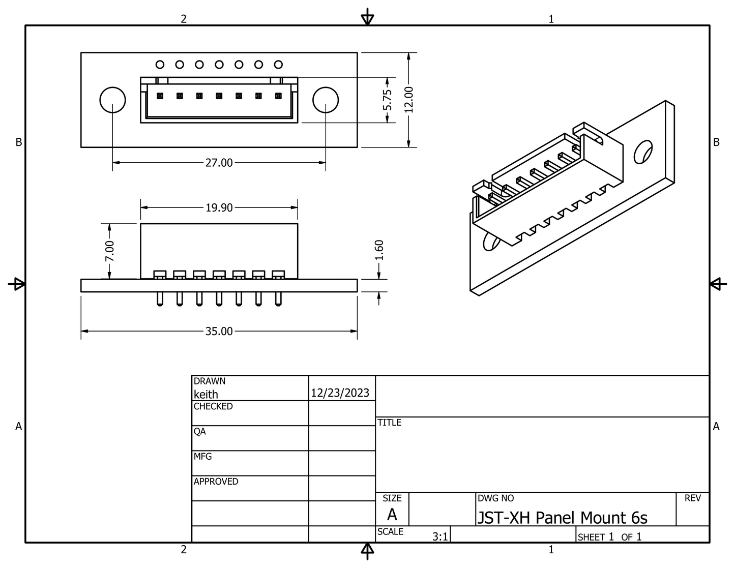 Panel Mount JST-XH Board