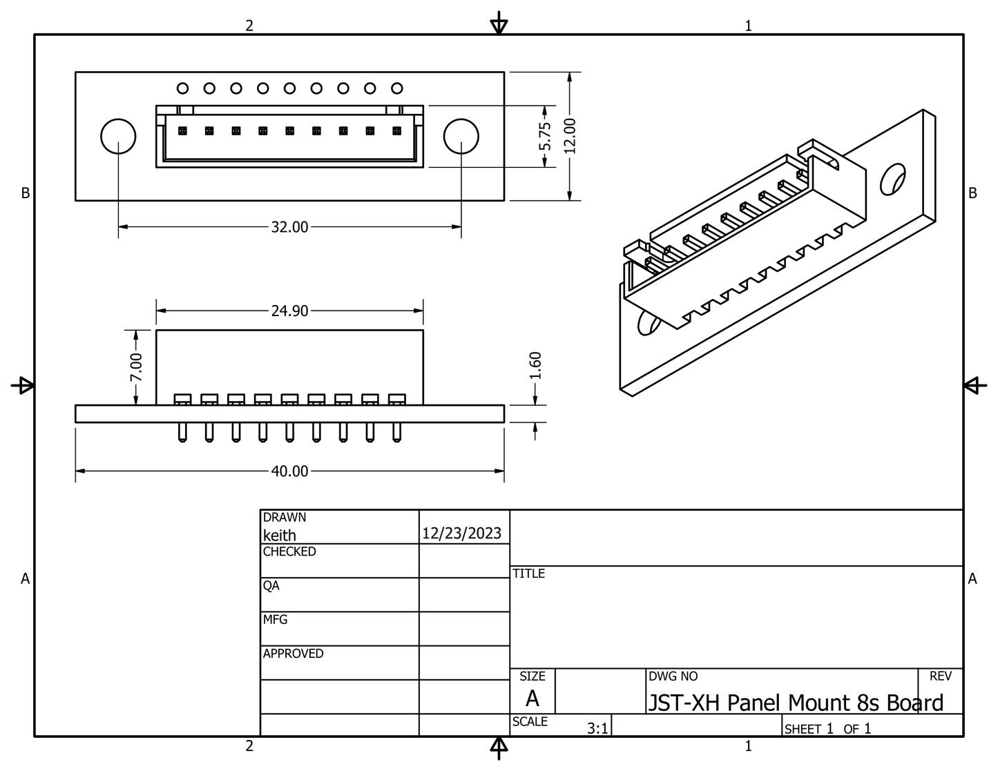 Panel Mount JST-XH Board